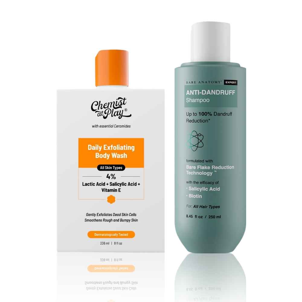 Buy Bare Anatomy Anti-Dandruff Shampoo (250 ml) | Chemist at Play Exfoliating Body Wash (236 ml) - Purplle