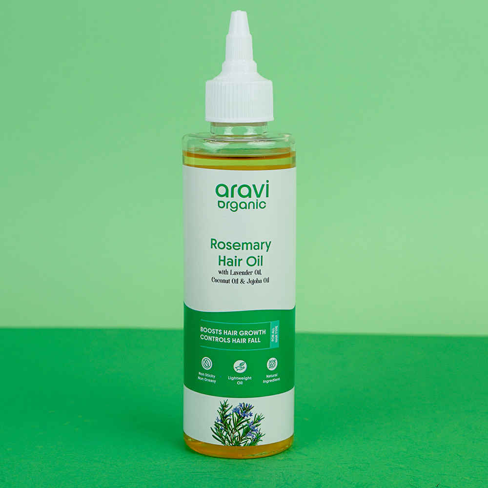 Buy Aravi Organic Rosemary Lavender Hair Oil for Healthy Scalp & Hair Roots | 100% Pure & Natural | Promotes Hair Growth & Controls Hair Fall | Nourishing & Lightweight | For Men & Women – 200 ml - Purplle