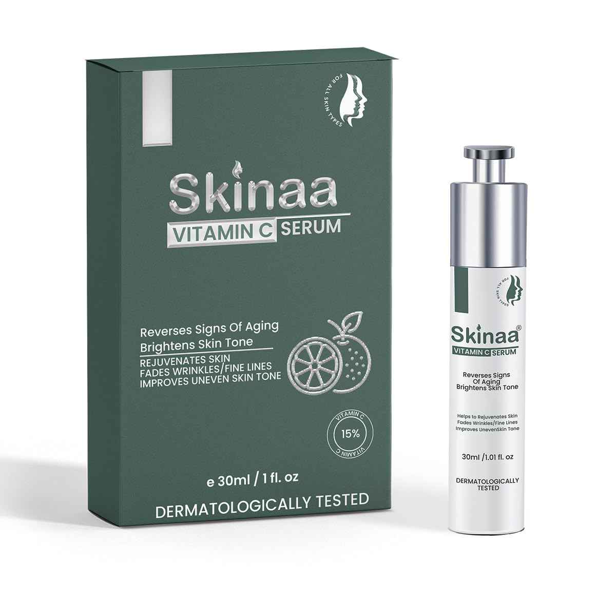 Buy Skinaa Vitamin C Serum For Face | Glycerol Ester | DMDM Hydantoin | Brightens Skin Tone | Rejuvenates Skin | Fade Wrinkles & fine lines | Anti-Aging | for All Skin Type | For Men & Women,30 ml - Purplle