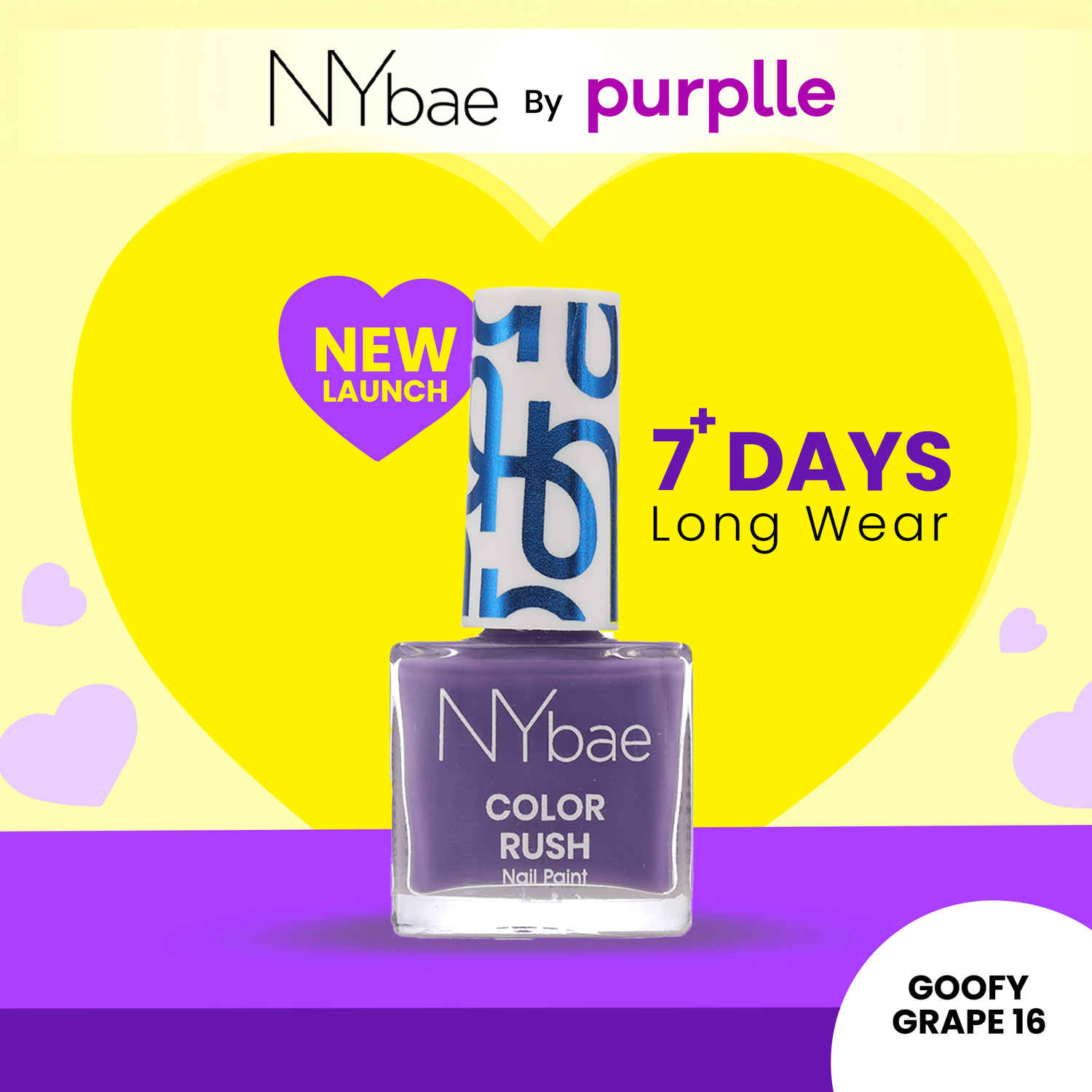 Buy NY Bae Color Rush Nail Paint - Goofy Grape 16 (5.6 ml) | Chip Resistant | Long Lasting | Quick Dry | Gel Nail Polish - Purplle