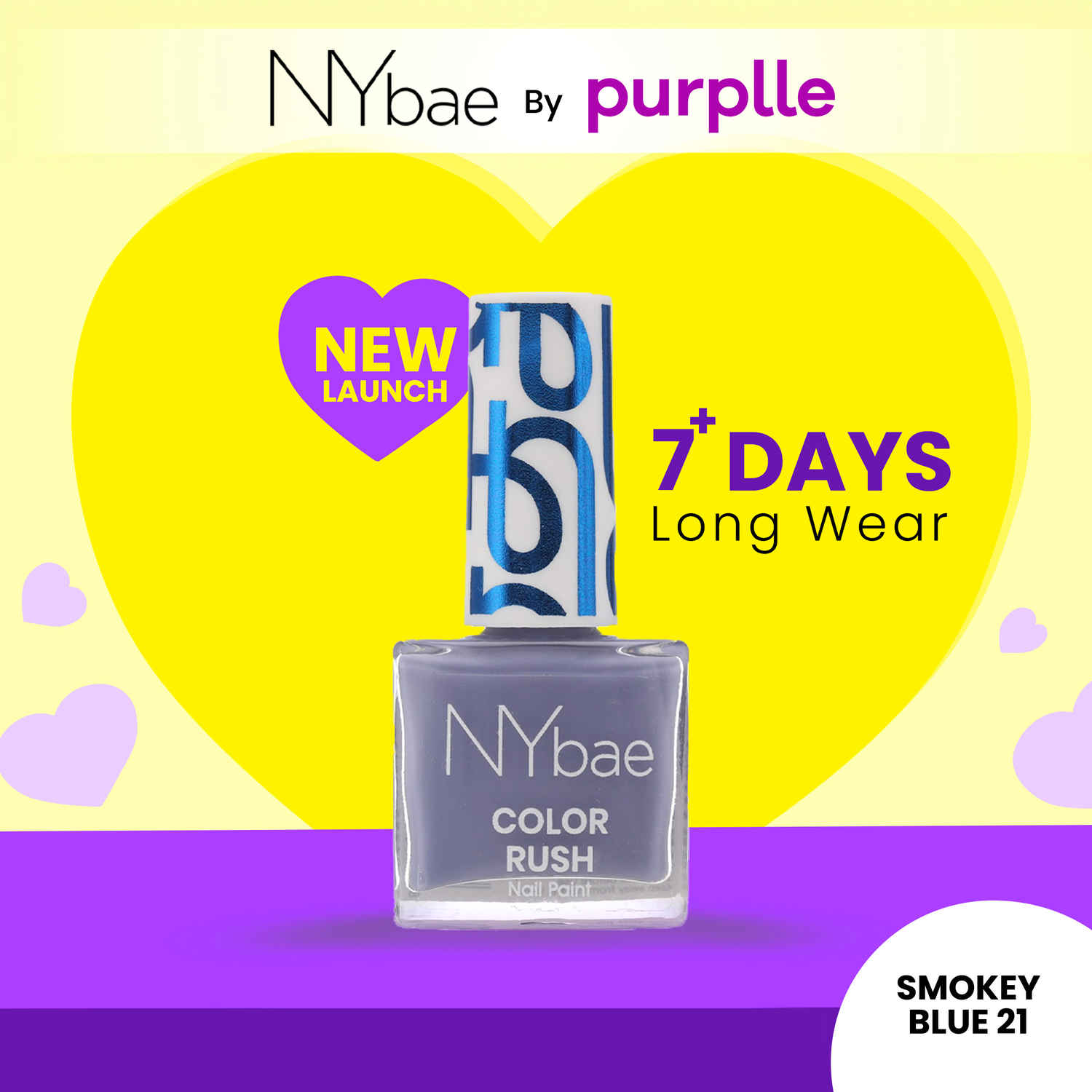 Buy NY Bae Color Rush Nail Paint - Smokey Blue 21 (5.6 ml) | Chip Resistant | Long Lasting | Quick Dry | Gel Nail Polish - Purplle