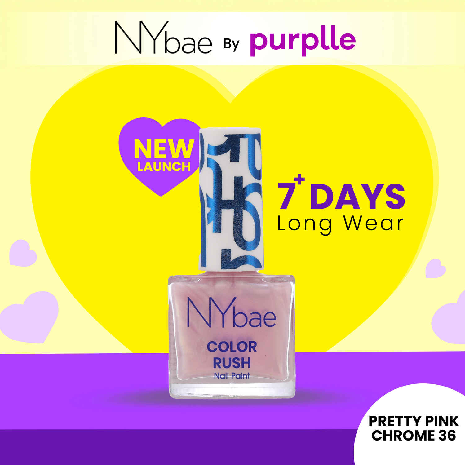 Buy NY Bae Color Rush Nail Paint - Pretty Pink Chrome 36 (5.6 ml) | Chip Resistant | Long Lasting | Quick Dry | Gel Nail Polish - Purplle