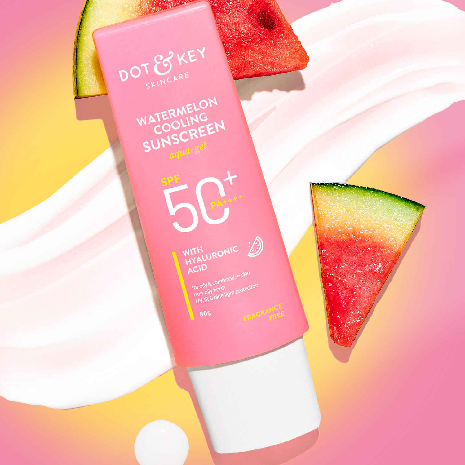 Buy Dot & Key Watermelon Cooling Sunscreen SPF 50 PA++++ for Moisturized Skin, No White Cast, Boosts Vitamin D Absorption & Quick Absorbing - 80 gm - Purplle