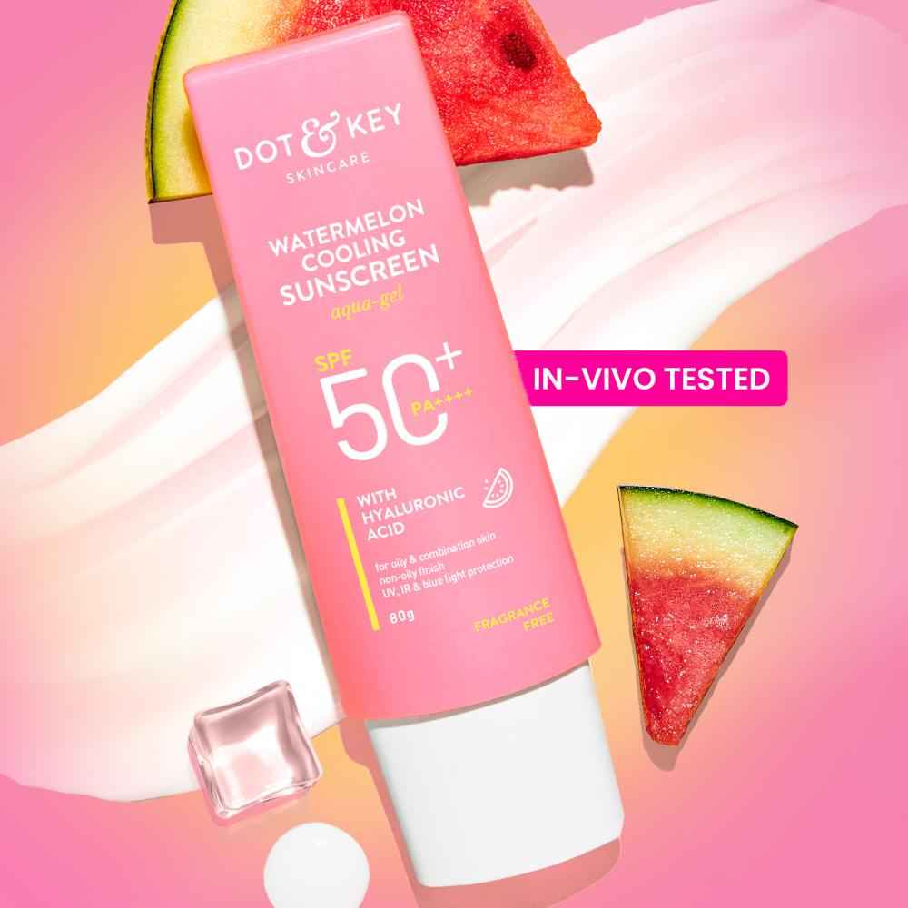 Buy Dot & Key Watermelon Cooling Sunscreen SPF 50+ PA++++, In-Vivo Tested Sunscreen for Oily Skin & Combination Skin - No White Cast, 80 gm - Purplle