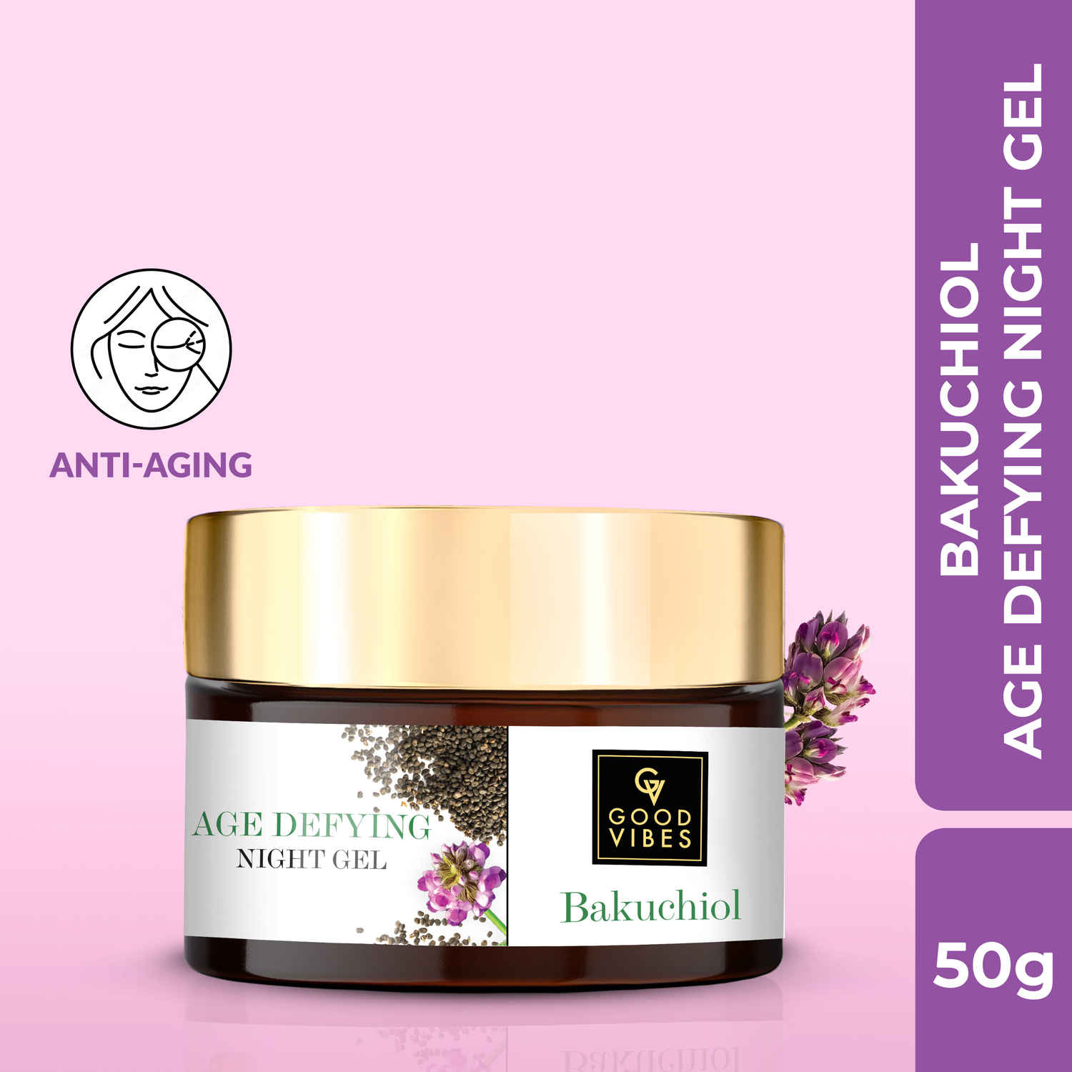 Buy Good Vibes Bakuchiol Age Defying Night Gel | With Retinol, Anti-Aging | No Parabens, No Mineral Oils, No Sulphates, No Animal Testing, Vegan (50 gm) - Purplle