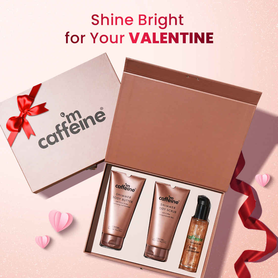 Buy mCaffeine Shimmer & Glow Body Gift Kit 405 ml - Purplle
