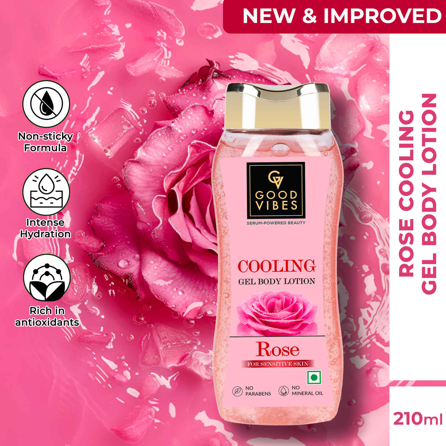Buy Good Vibes Rose Cooling Gel Body Lotion 210 ml - Purplle
