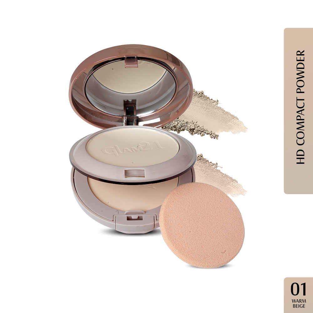 Buy Glam 21 Powder Perfect Complexion Compact 24 gm with Oil Control formula | Sweatproof | Flowy Matte Finish | Warm Beige-01 - Purplle