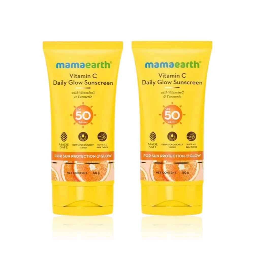 Buy Mamaearth Sun Glow Essentials: Vitamin C Sunscreen - Pack of 2 (2 x 50 g) - Purplle