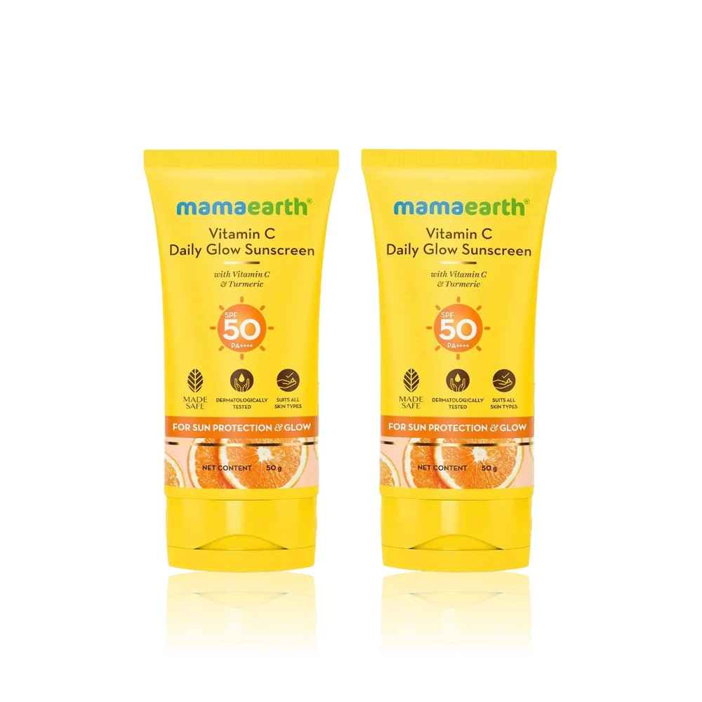 Buy Mamaearth Sun Glow Essentials: Vitamin C Sunscreen - Pack of 2 (2 x 50 g) - Purplle