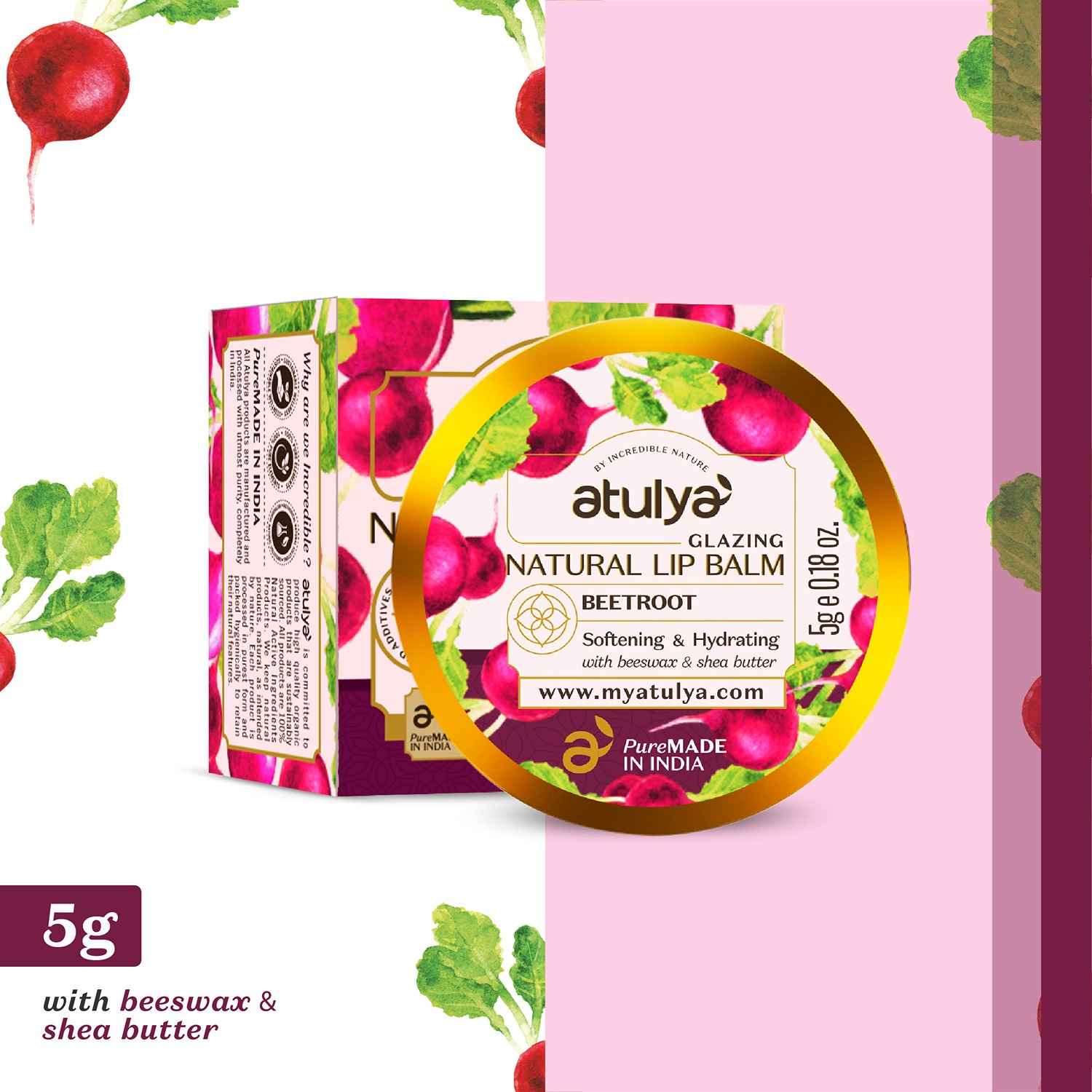 Buy Atulya Natural Beet Root Lip Balm 5 gm - Purplle