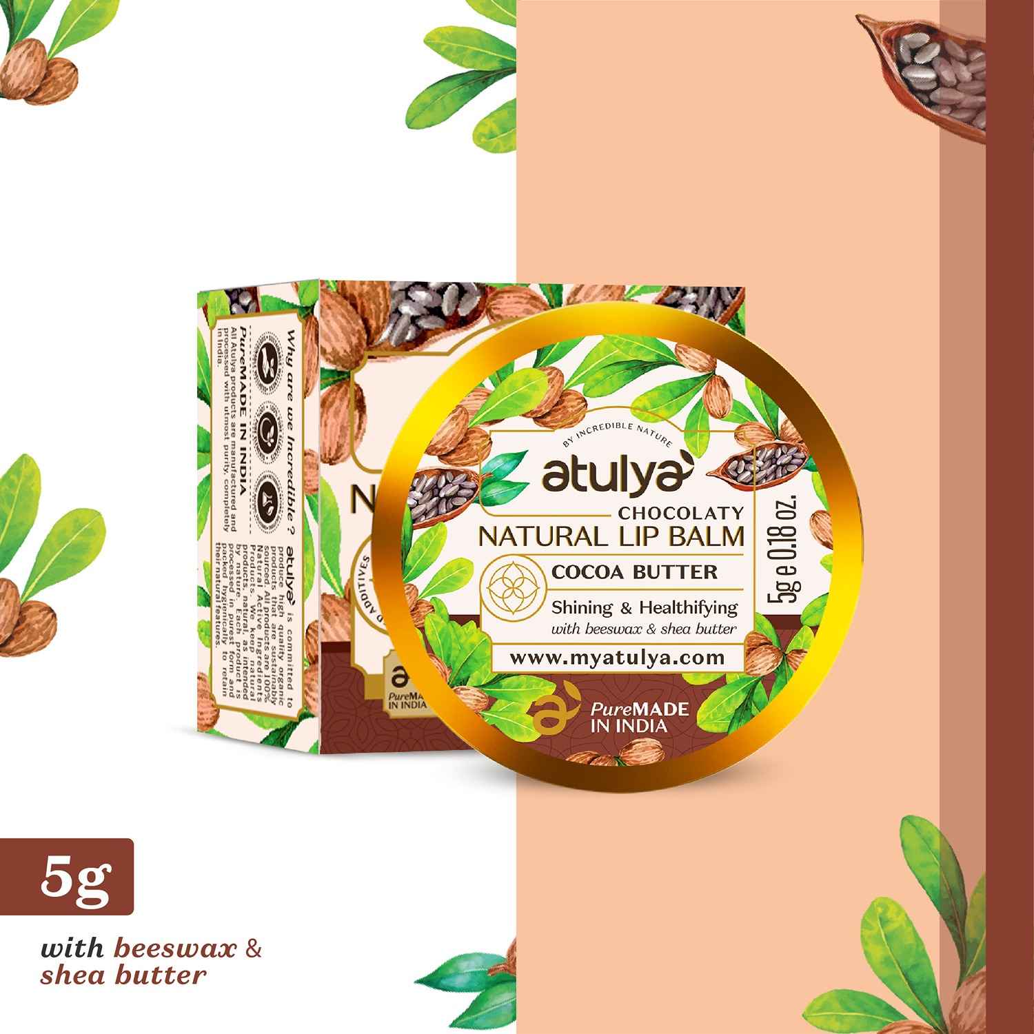 Buy Atulya Cocoa Butter Natural Lip Balm 5 gm - Purplle