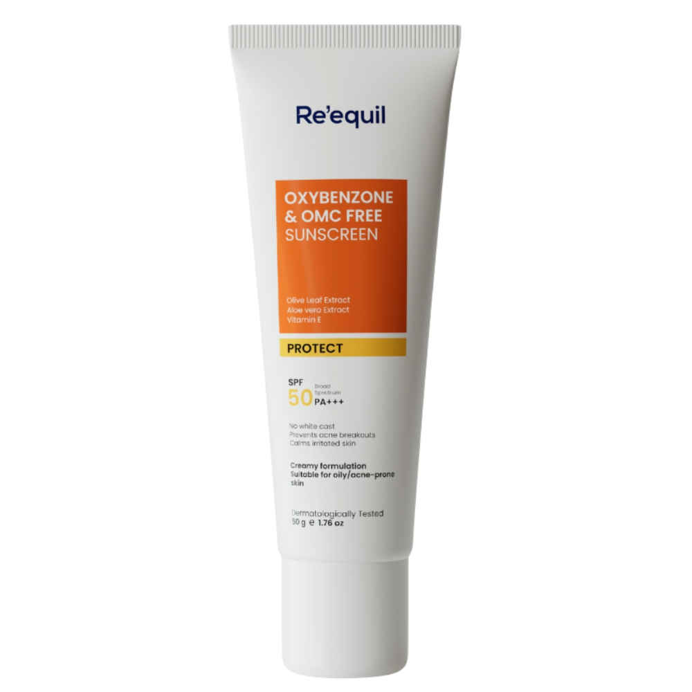 Buy Re'equil Oxybenzone & OMC Free Sunscreen Spf 50 For Oily, Acne Prone Skin 50 gm - Purplle