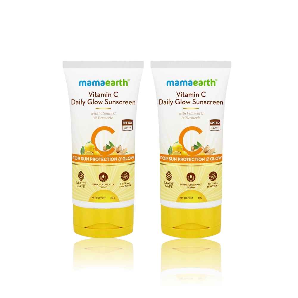 Buy Mamaearth Sun Glow Essentials: Vitamin C Sunscreen - Pack of 2 (2 x 50 g) - Purplle