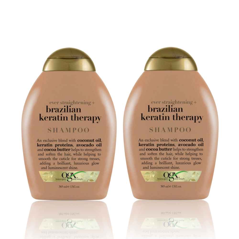Buy OGX Keratin Smooth Duo For Dry, Curly, Frizzy, Fine Hair : Brazilian Keratin Shampoo + Conditioner Set - 385ml Each - Purplle