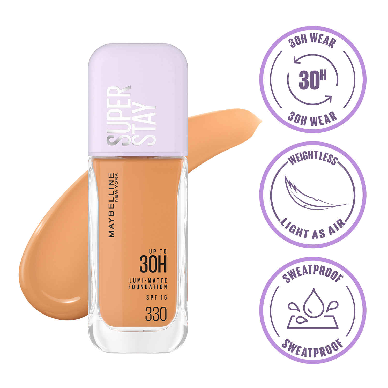 Buy Maybelline New York Super Stay Lumi-Matte Liquid Foundation 30H Longwear yet Light-As-Air, 330, 35 ml - Purplle