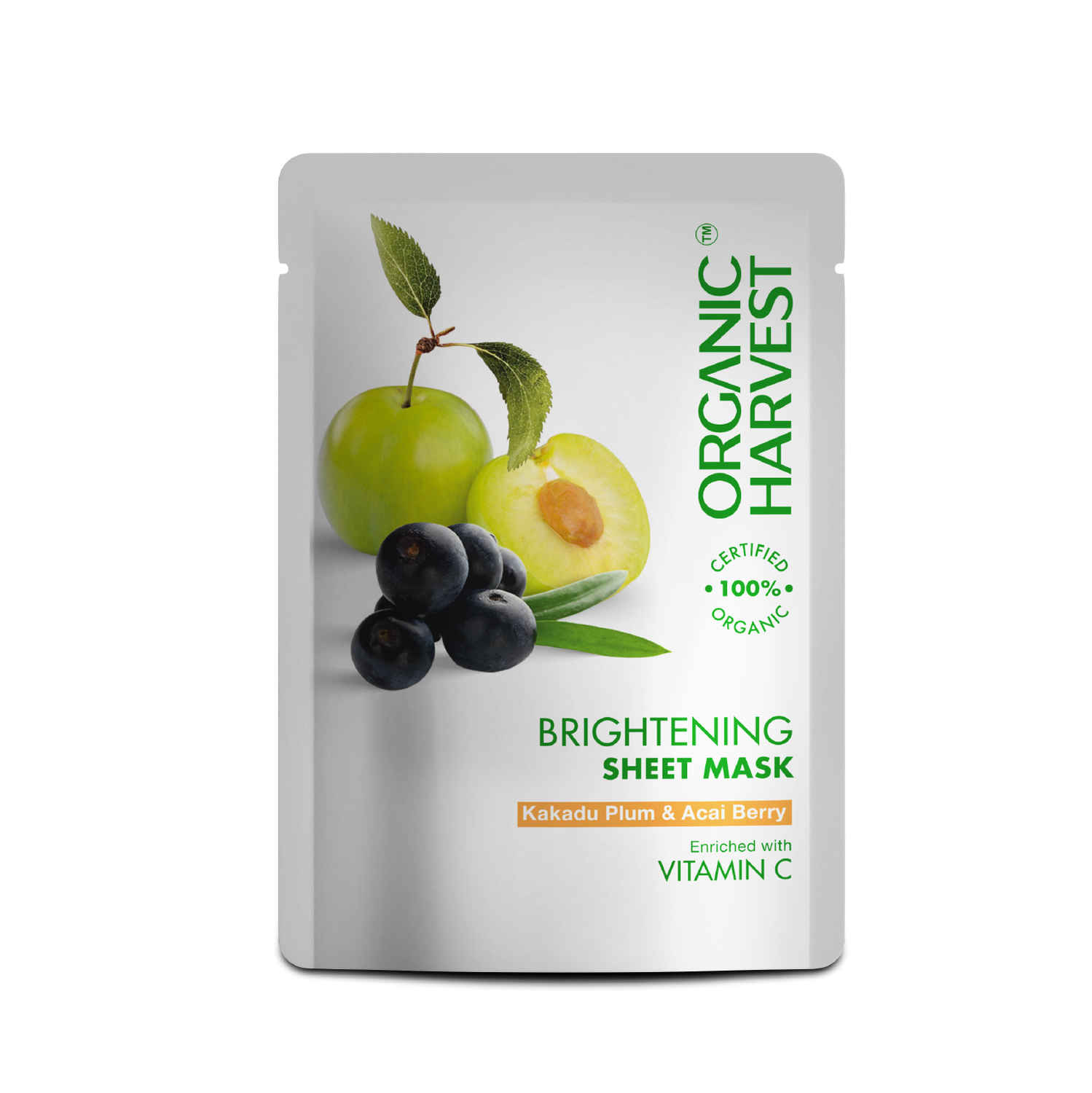 Buy Organic Harvest Brightening Sheet Mask: Kakadu Plum & Acai Berry | Sheet Mask for Glowing Skin | Skin Care for Women & Men| 100% American Certified Organic | 30 gm - Purplle