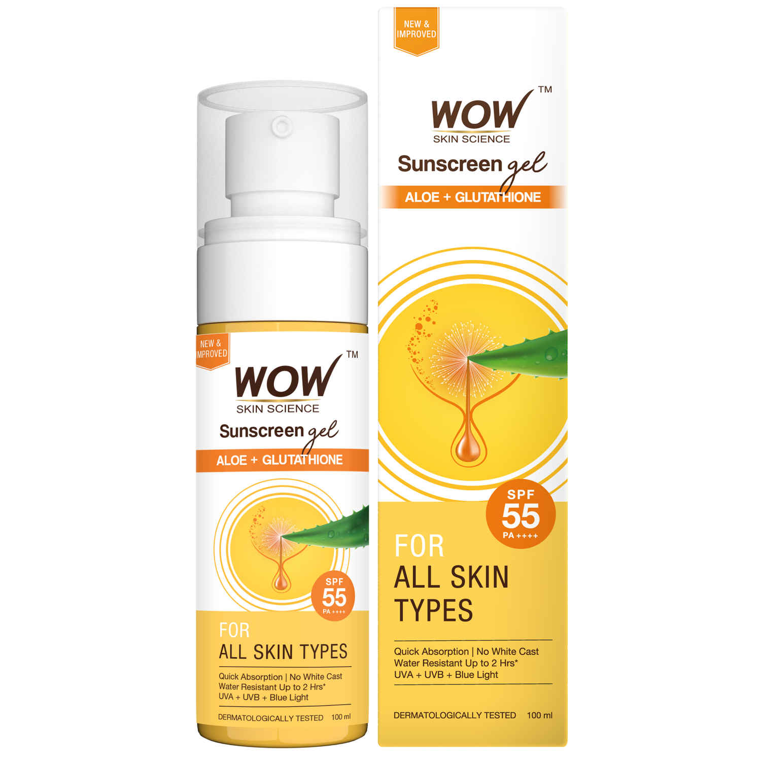 Buy WOW Skin Science Sunscreen Gel For All Skin Types, SPF 55 PA++++, Lightweight & Quick Absorbing-100 ml - Purplle