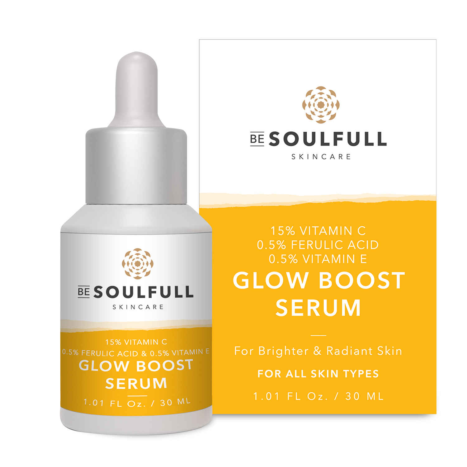 Buy BE SOULFULL Vitamin C Brightening Serum with Ferulic Acid & Vitamin E- 30 ml - Purplle
