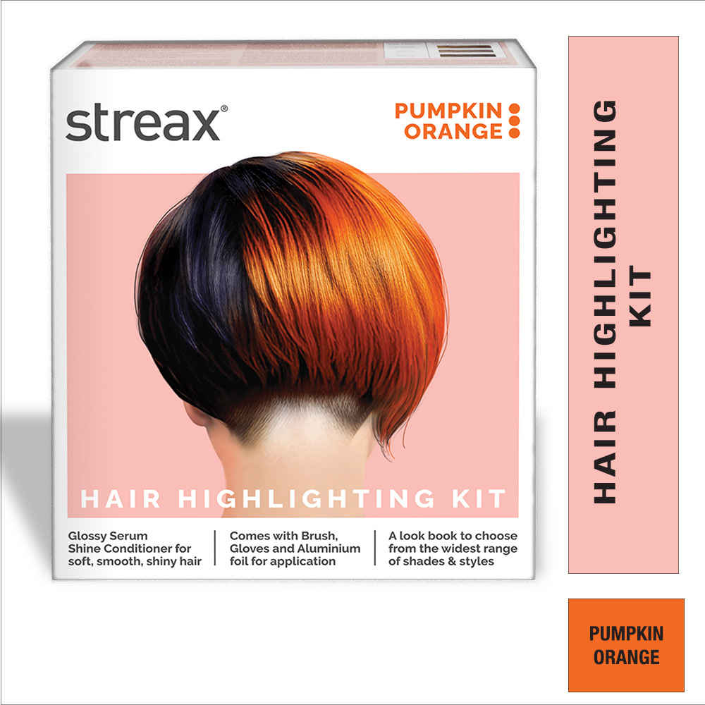 Buy Streax Hair Colour Highlight Kit | Orange Hair Colour, Pumpkin Orange - Pack of 1 I Enriched with Walnut & Argan Oil I Hair Colour for Women | Rich, vibrant, Easy to use, DIY Application - Purplle