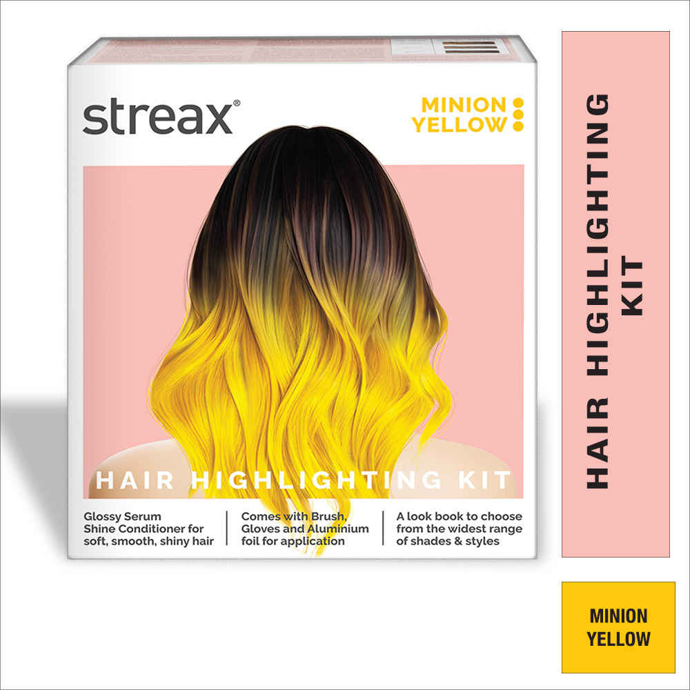 Buy Streax Hair Colour Highlight Kit |Yellow Hair Colour, Minion Yellow - Pack of 1 I Enriched with Walnut & Argan Oil I Hair Colour for Women | Rich, vibrant, Easy to use, DIY Application - Purplle