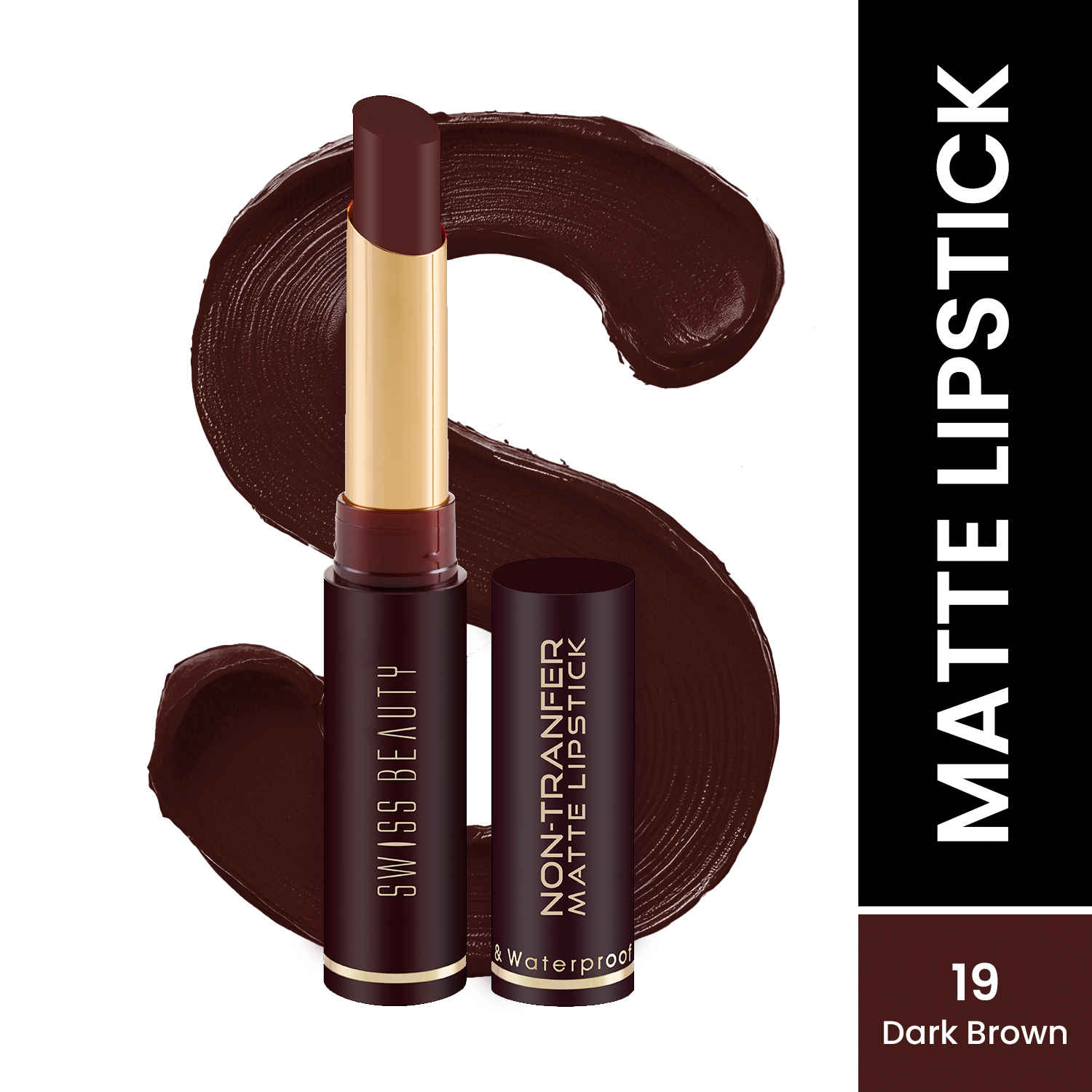 Buy Swiss Beauty Non-Transfer Matte Lipstick - 19 - Dark Brown - 2 gm - Purplle