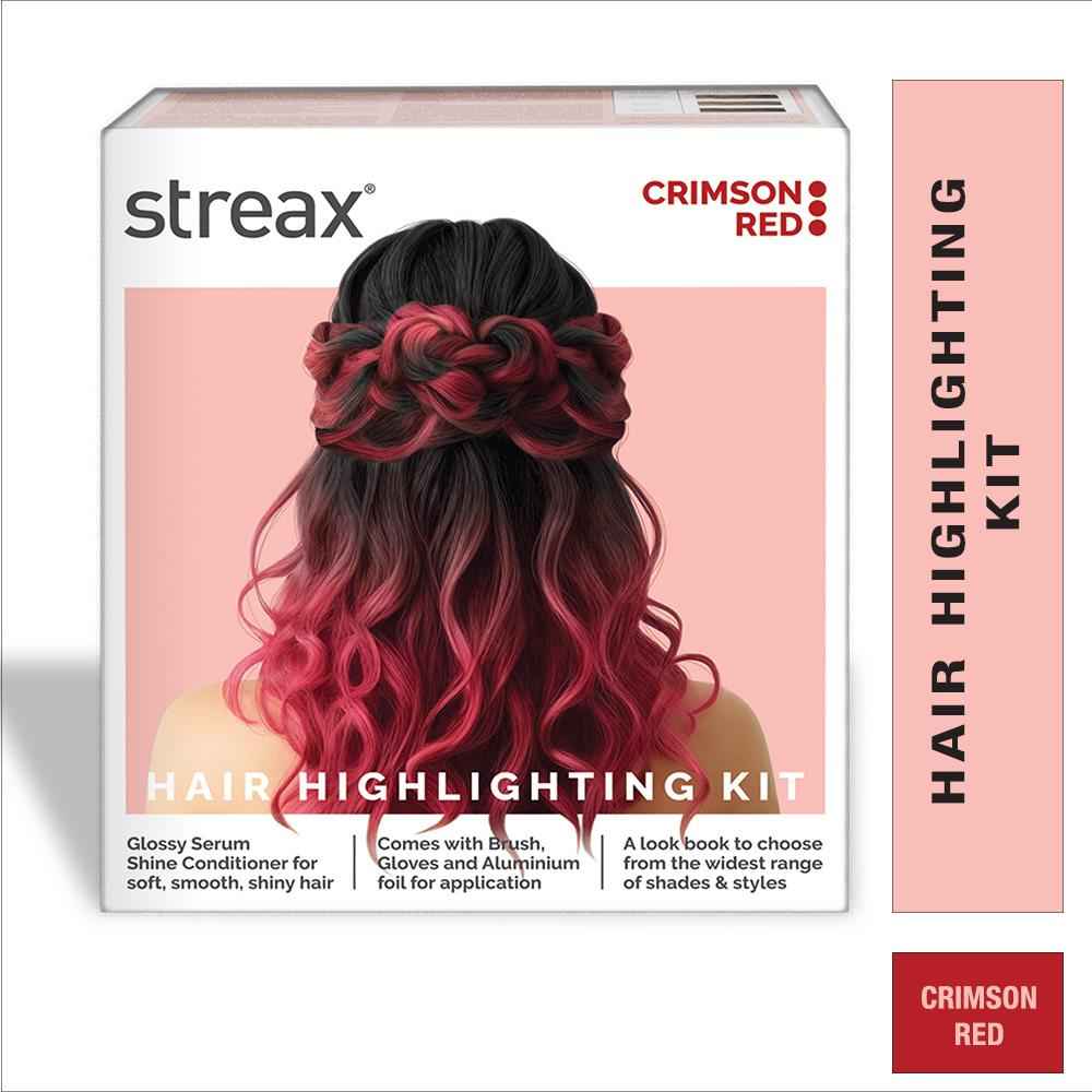 Buy Streax Hair Colour Highlight Kit | Red Hair Colour, Crimson Red - Pack of 1 I Enriched with Walnut & Argan Oil I Hair Colour for Women | Rich, vibrant, Easy to use, DIY Application 180 gm - Purplle