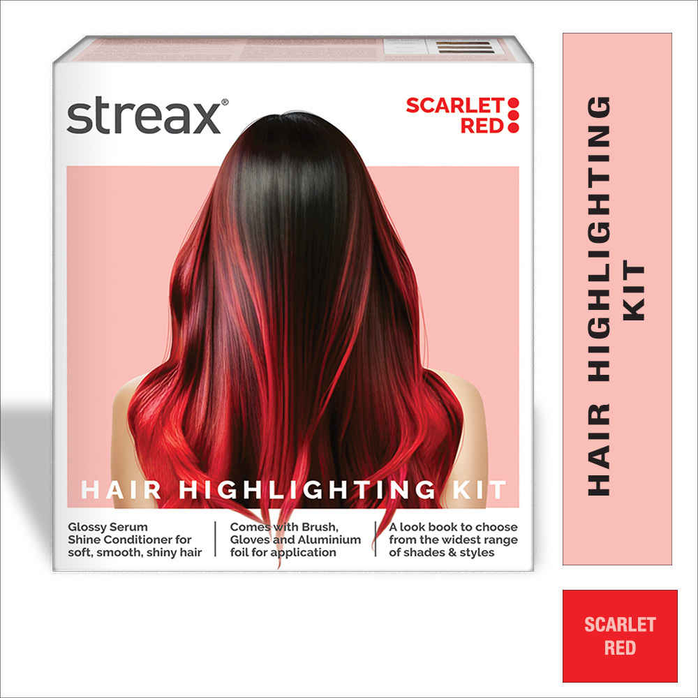 Buy Streax Hair Colour Highlight Kit | Red Hair Colour, Scarlet Red - Pack of 1 I Enriched with Walnut & Argan Oil I Hair Colour for Women | Rich, vibrant, Easy to use, DIY Application 180 gm - Purplle