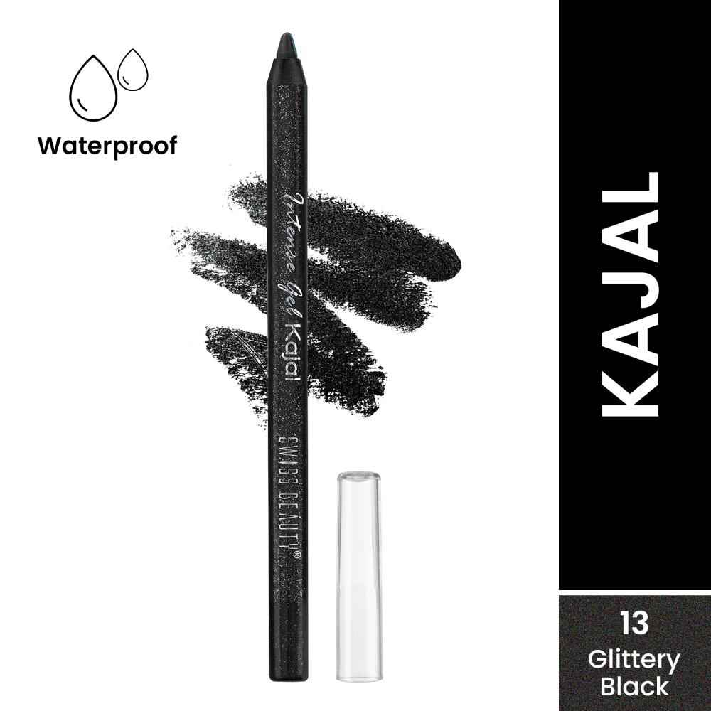 Buy Swiss Beauty Intense Kajal Eyeliner Glittery Black 3 gm - Purplle