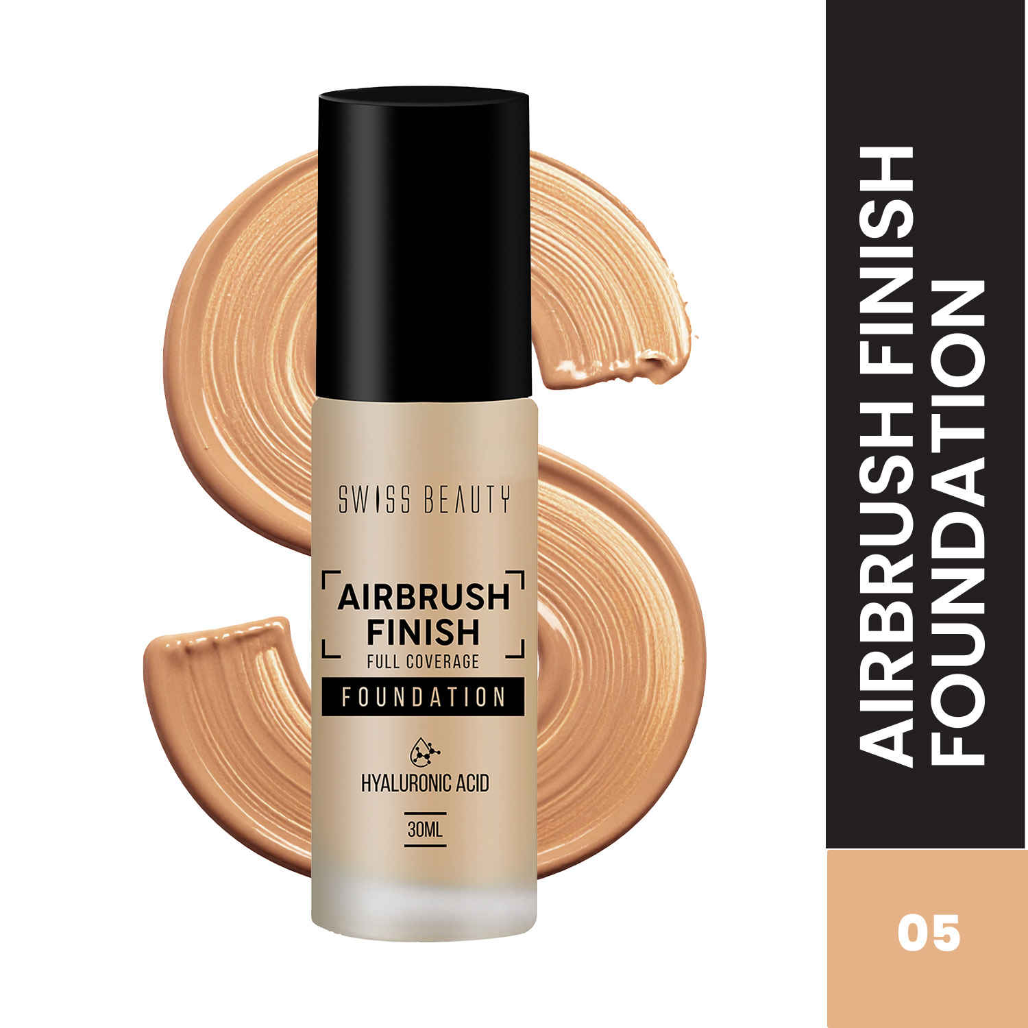 Buy Swiss Beauty Airbrush Finish Full Coverage Foundation -5 Caramel Beige (30 ml) - Purplle