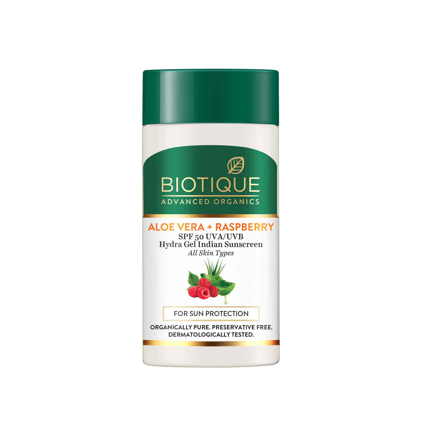Buy BIOTIQUE ALOE VERA & RASPBERRY SPF 50 Hydra Gel Indian Sunscreen 25 ml - Purplle