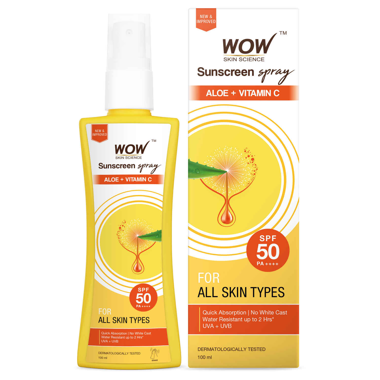 Buy WOW Skin Science Sunscreen Spray For All Skin Types | SPF 50 PA++++ | Lightweight & Quick Absorbing | UVA & UVB Protection -100 ml - Purplle