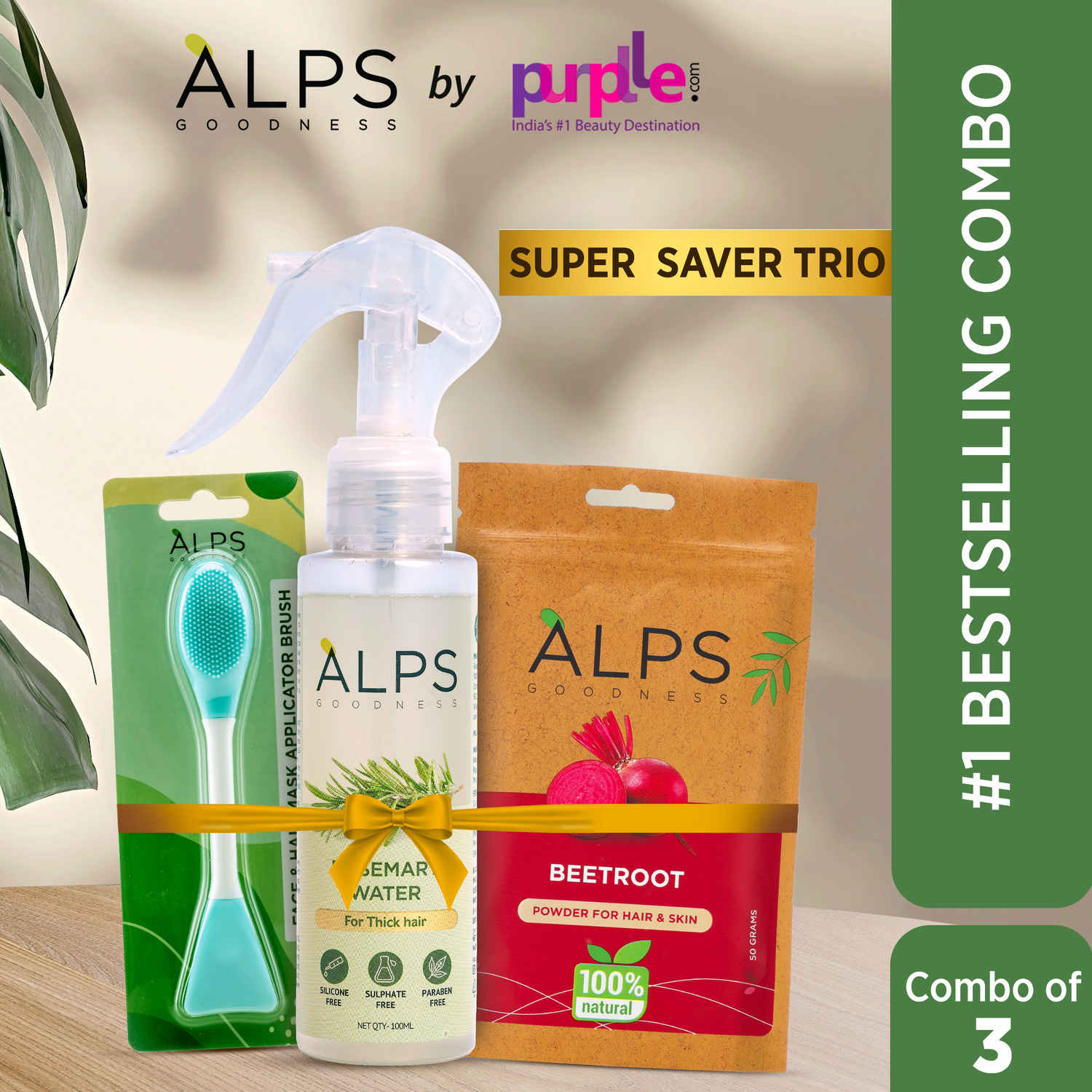 Buy Alps Goodness #1 Bestselling Combo with Beetroot Powder, Rosemary Water Spray, Face & Hair Mask Applicator Brush | Top Picks | Glow up | Hair Growth Expert - Purplle