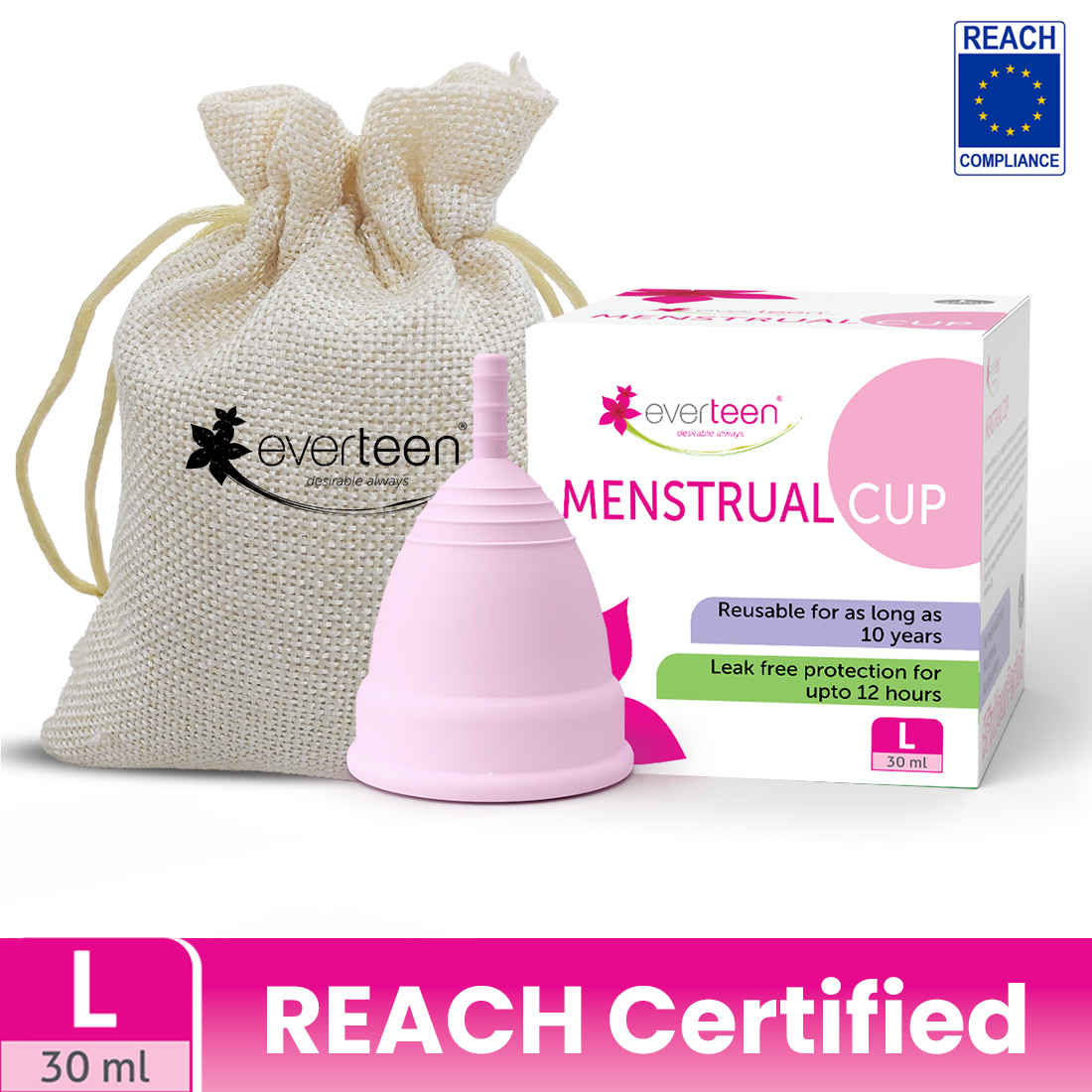 Buy everteen Large Reusable Menstrual Cup with No Leakage and Odor - Rash Free (30ml) - Purplle