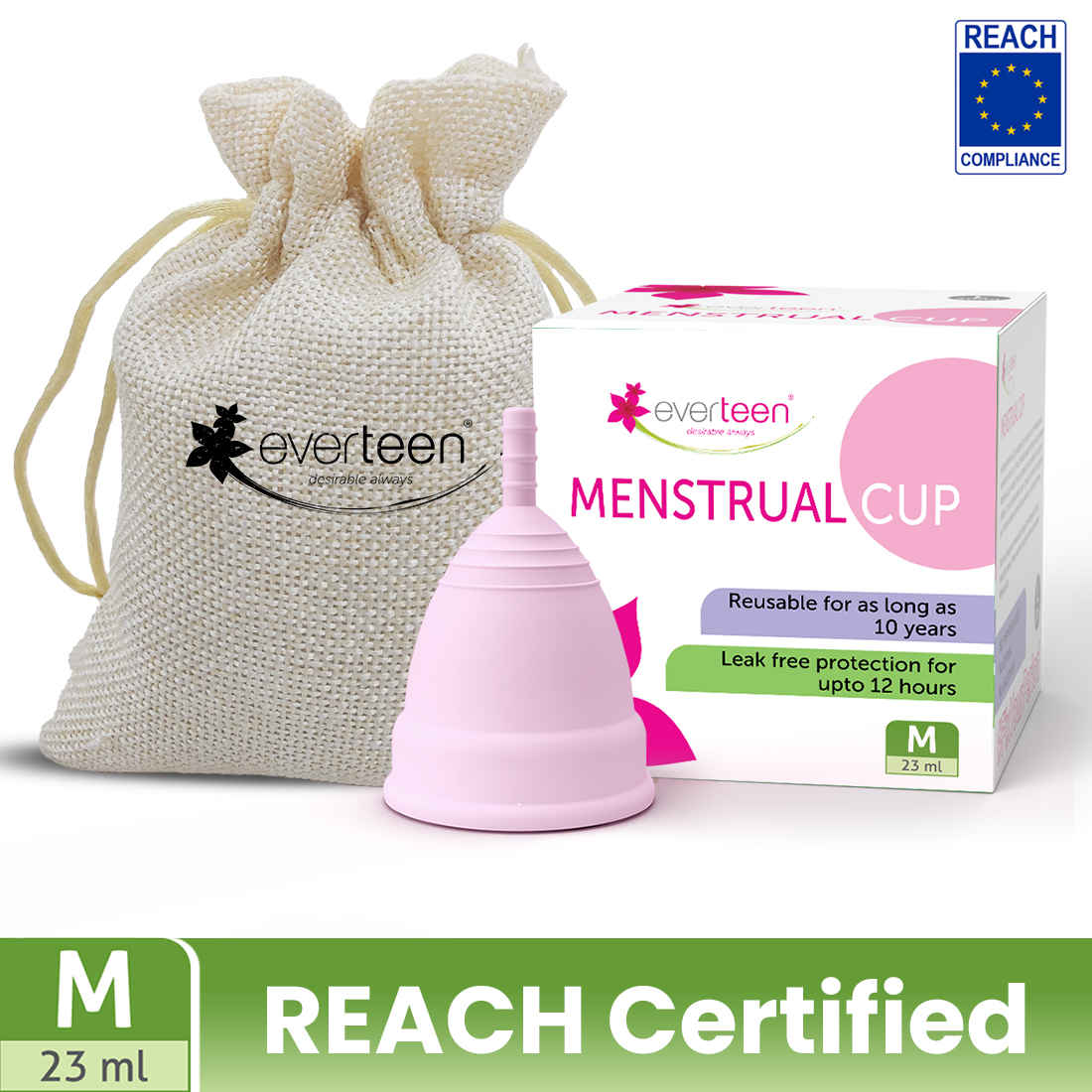 Buy everteen Medium Reusable Menstrual Cup with No Leakage and Odor Rash Free (23ml) - Purplle