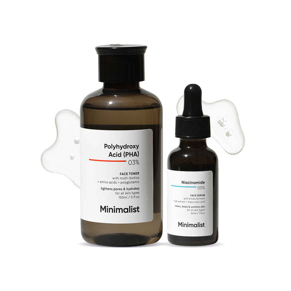Buy Minimalist Daily Pore Care Kit For Cleansing & Minimizing Open Pores (3% PHA Face Toner 150 ml+ 5% Niacinamide Face Serum 30 ml) - Purplle