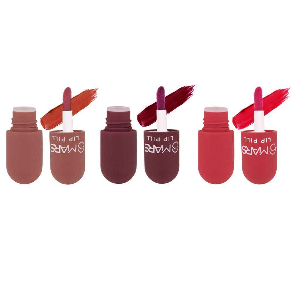 Buy MARS Mini Lip Pill High Pigmented Matte Lipstick Set of 3 | Transfer Proof & Smudge Proof | Travel Friendly (3.1 gm*3) (01-Romantic-Red) - Purplle