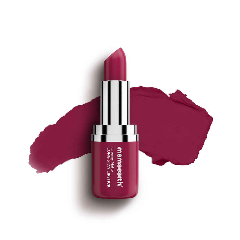 Buy Mamaearth Creamy Matte Long Stay Lipstick with Murumuru Butter and Vitamin E for 8-Hour Long Stay (Flakeproof & Non-Drying | Intense Color Payoff) Cranberry Crush - 4.2 gm - Purplle
