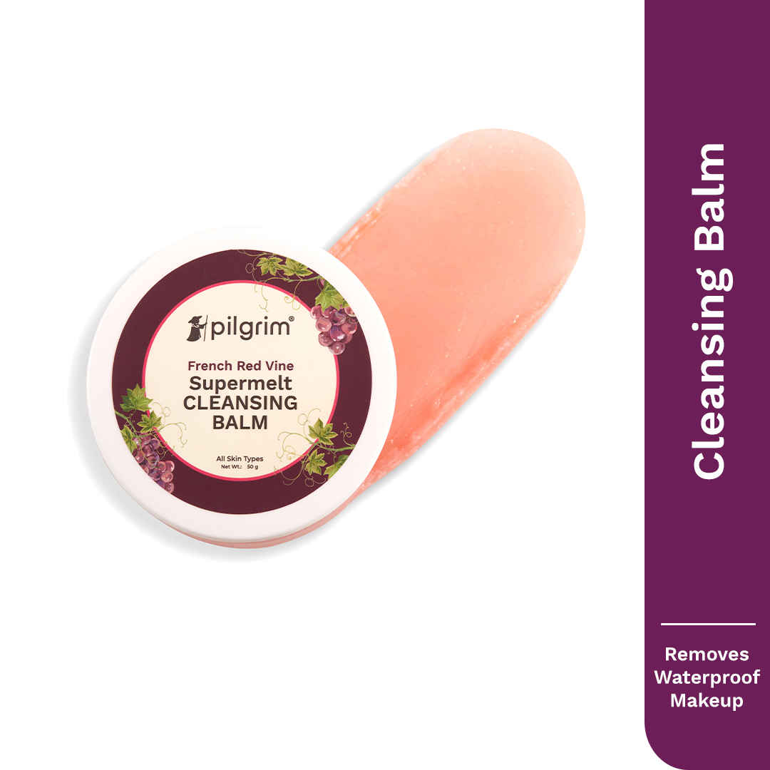 Buy Pilgrim French Red Vine Supermelt Cleansing Balm 50 gm, with French Red Vine Helps Hydrate & Nourish Skin, Waterproof Makeup Remover - Purplle