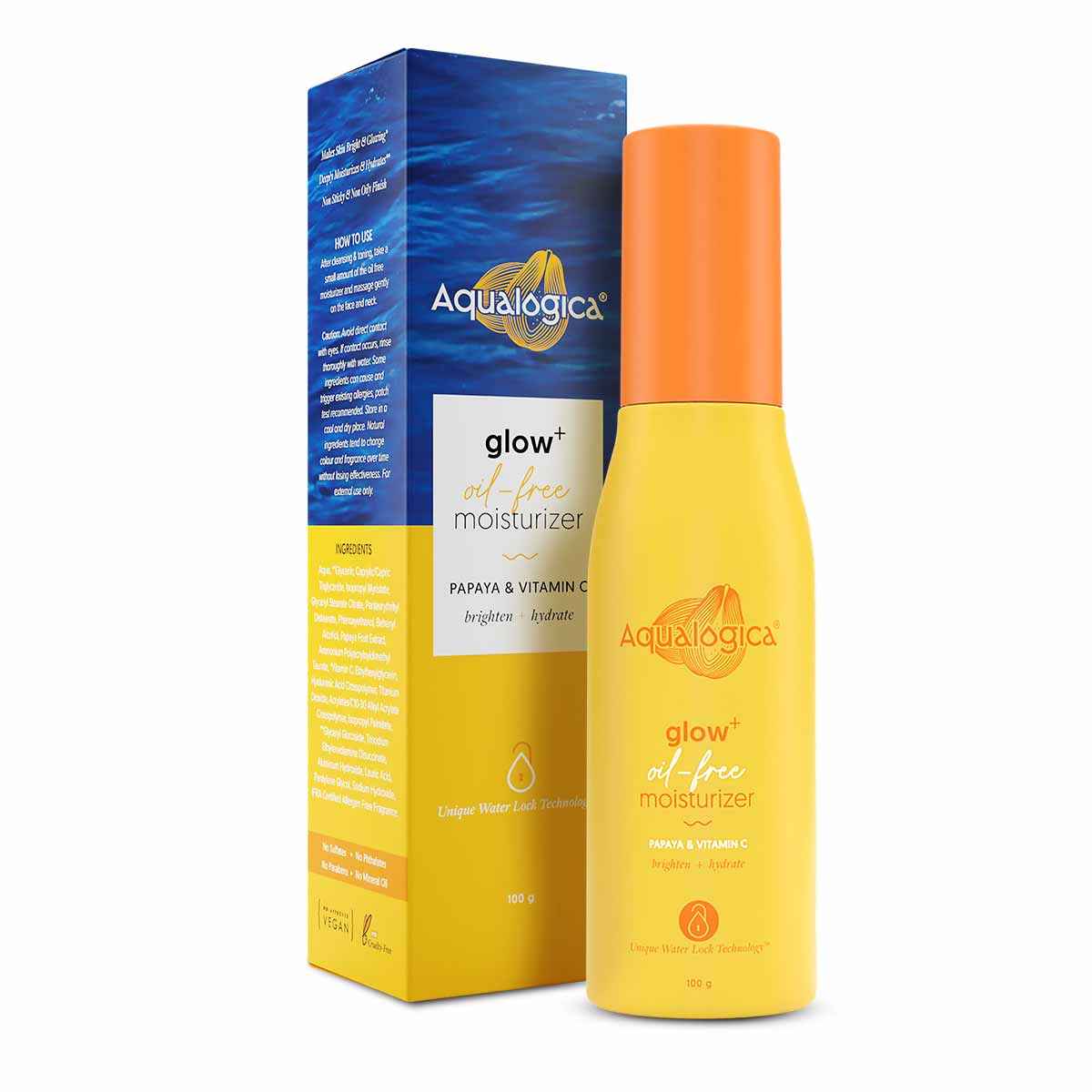 Buy Aqualogica Glow+ Oil Free Moisturizer with Papaya & Vitamin C for Glowing Skin - 100 gm - Purplle