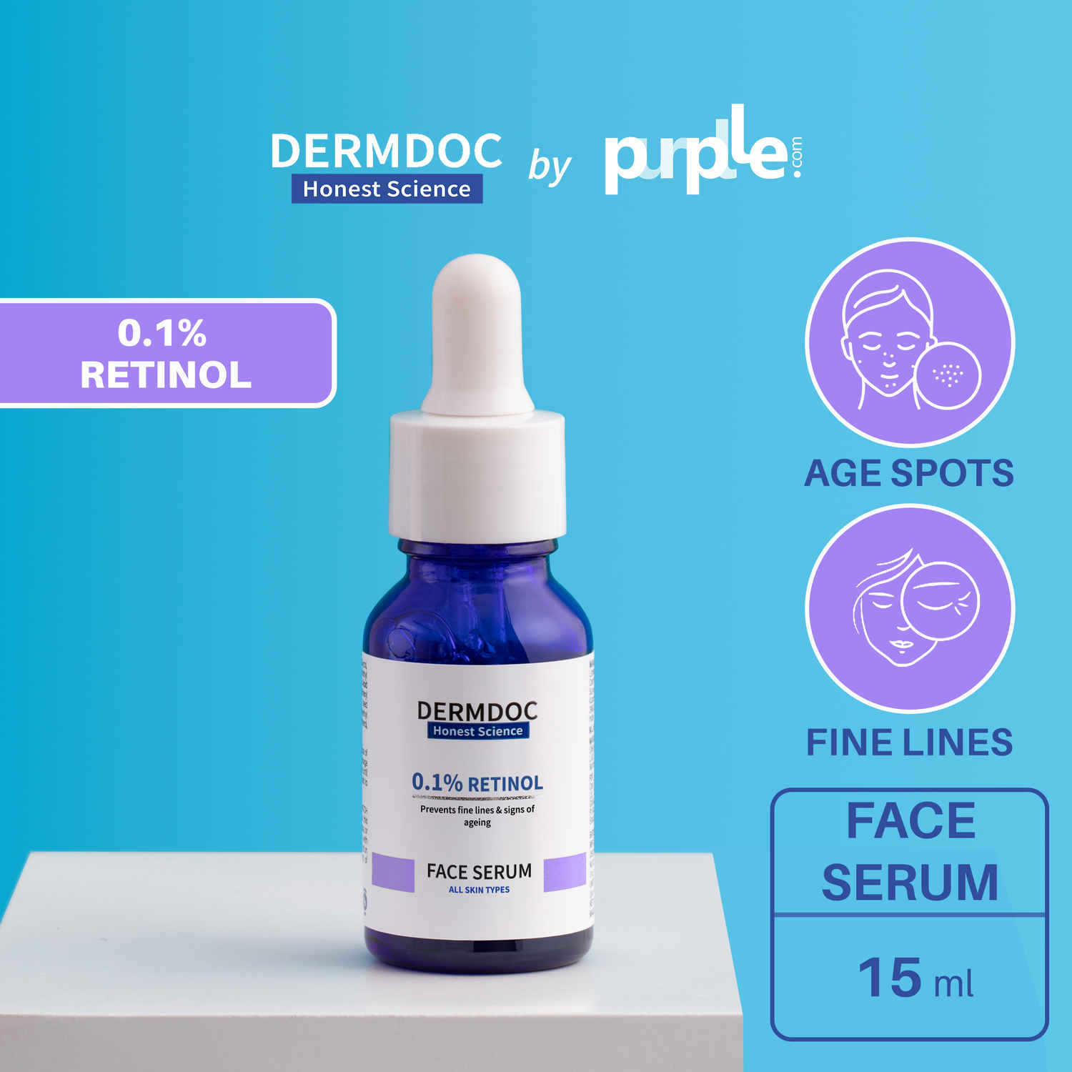 Buy DERMDOC by Purplle 0.1% Retinol Face Serum (15 ml) | retinol serum for face | face serum for all skin types | retinol face serum | anti ageing face serum - Purplle