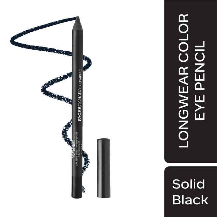 Buy Faces Canada Long Wear Eye Pencil - Solid Black 02 (1.2 gm) - Purplle