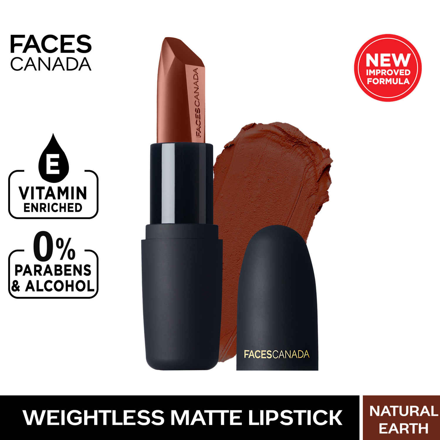 Buy Faces Canada Weightless Matte Lipstick |Jojoba and Almond Oil enriched| Highly pigmented | Smooth One Stroke Weightless Color | Keeps Lips Moisturized | Shade - Natural Earth 4.5 gm - Purplle