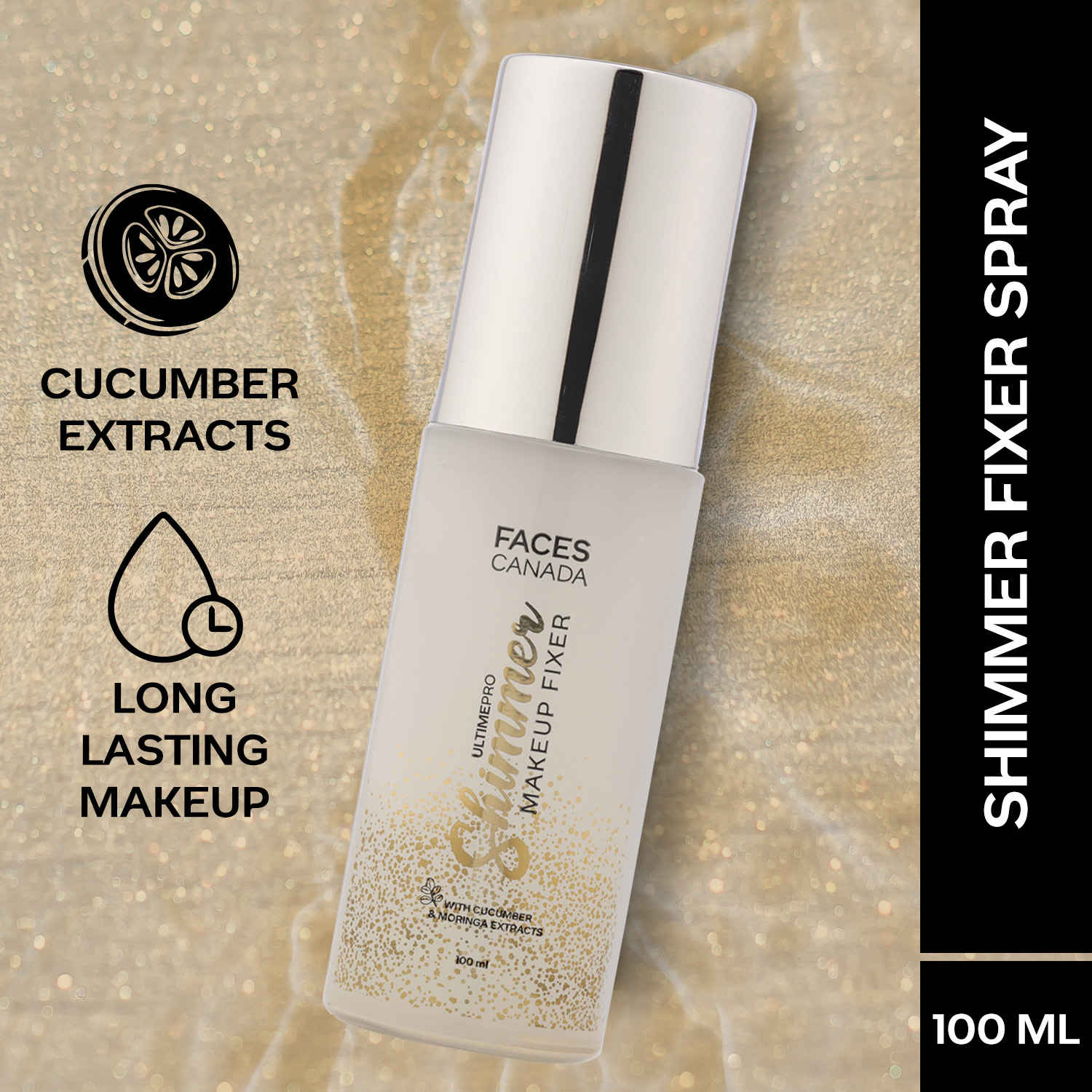 Buy Faces Canada UltimePro Shimmer Makeup Fixer | Long Lasting | Makeup Setting Spray | Hydrates & Refreshes | Cucumber & Moringa Enriched | No Alcohol | 100 ml - Purplle
