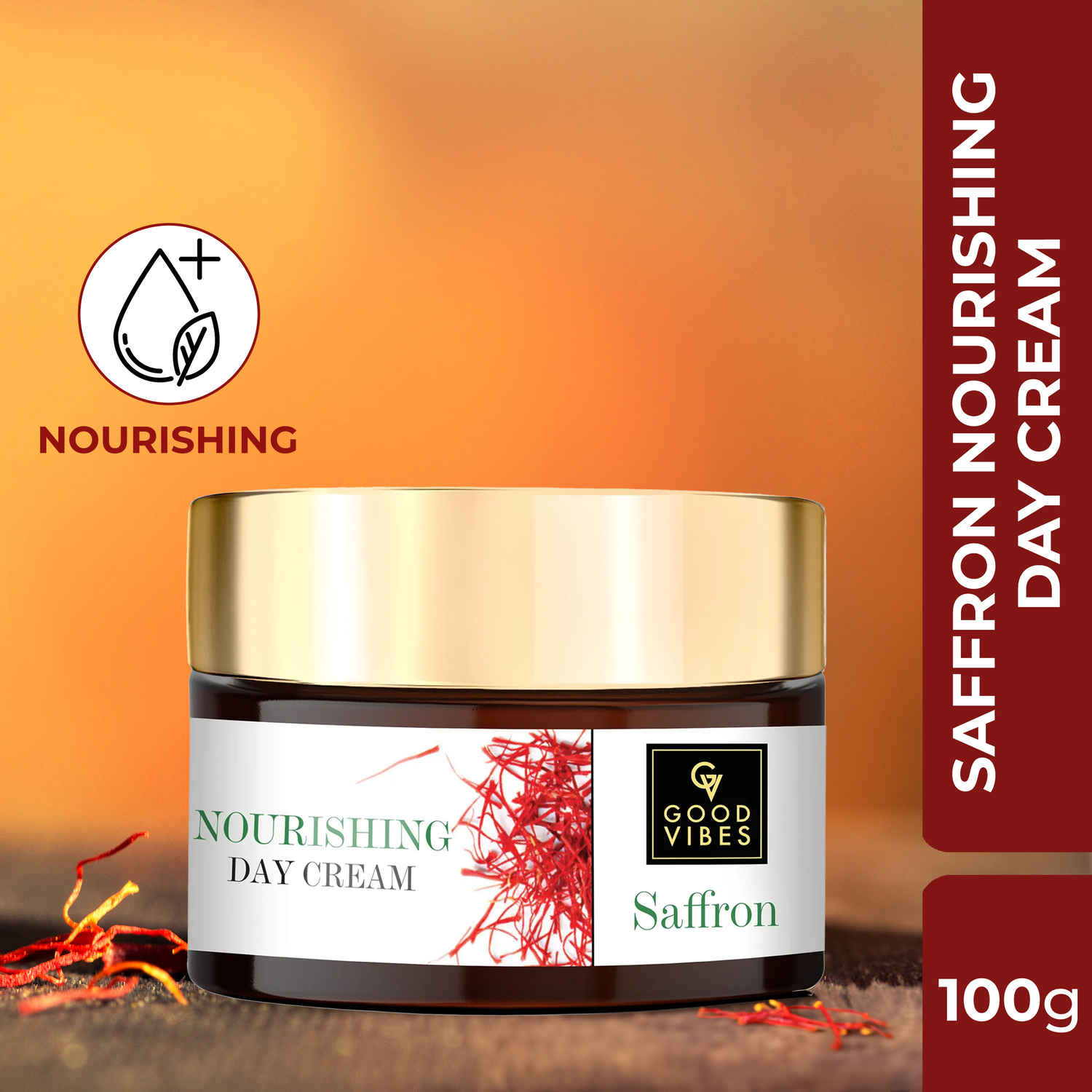 Buy Good Vibes Saffron Nourishing Day Cream | Hydrating, Glow | With Coffee | No Parabens, No Sulphates, No Mineral Oil, No Animal Testing (100 gm) - Purplle