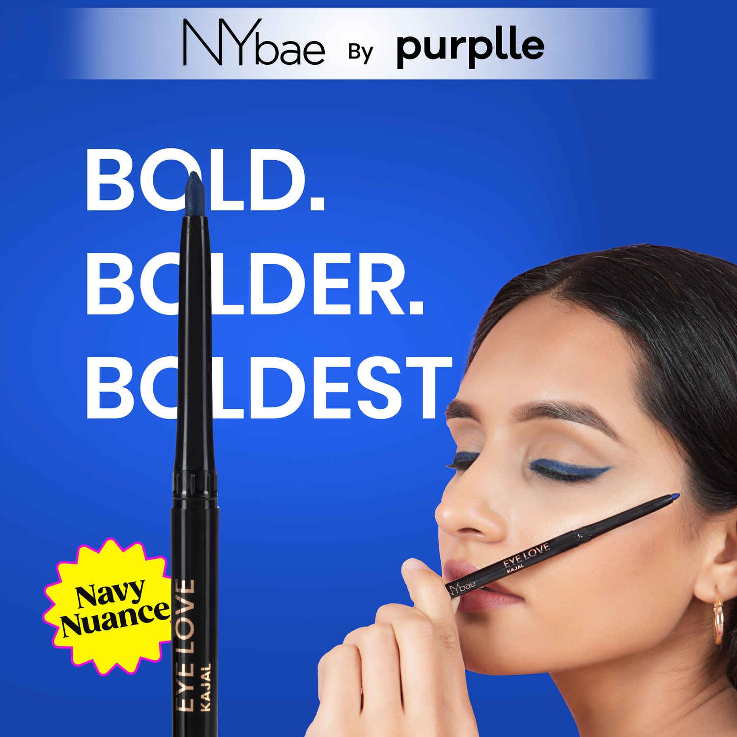 Buy NY Bae Colored Kajal - Navy Nuance (0.30 gm) | Blue Kajal | Eyeliner | Waterproof | Smudgeproof | Kajal Pencil | Eye Makeup | Eyeshadow - Purplle