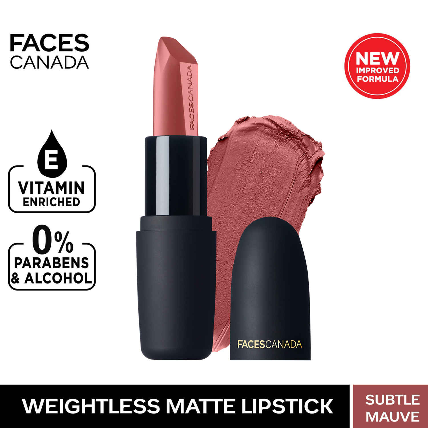 Buy Faces Canada Weightless Matte Lipstick |Jojoba & Almond Oil | Highly pigmented | Smooth One Stroke Color | Keeps Lips Moisturized | Subtle Mauve 4.5 gm - Purplle