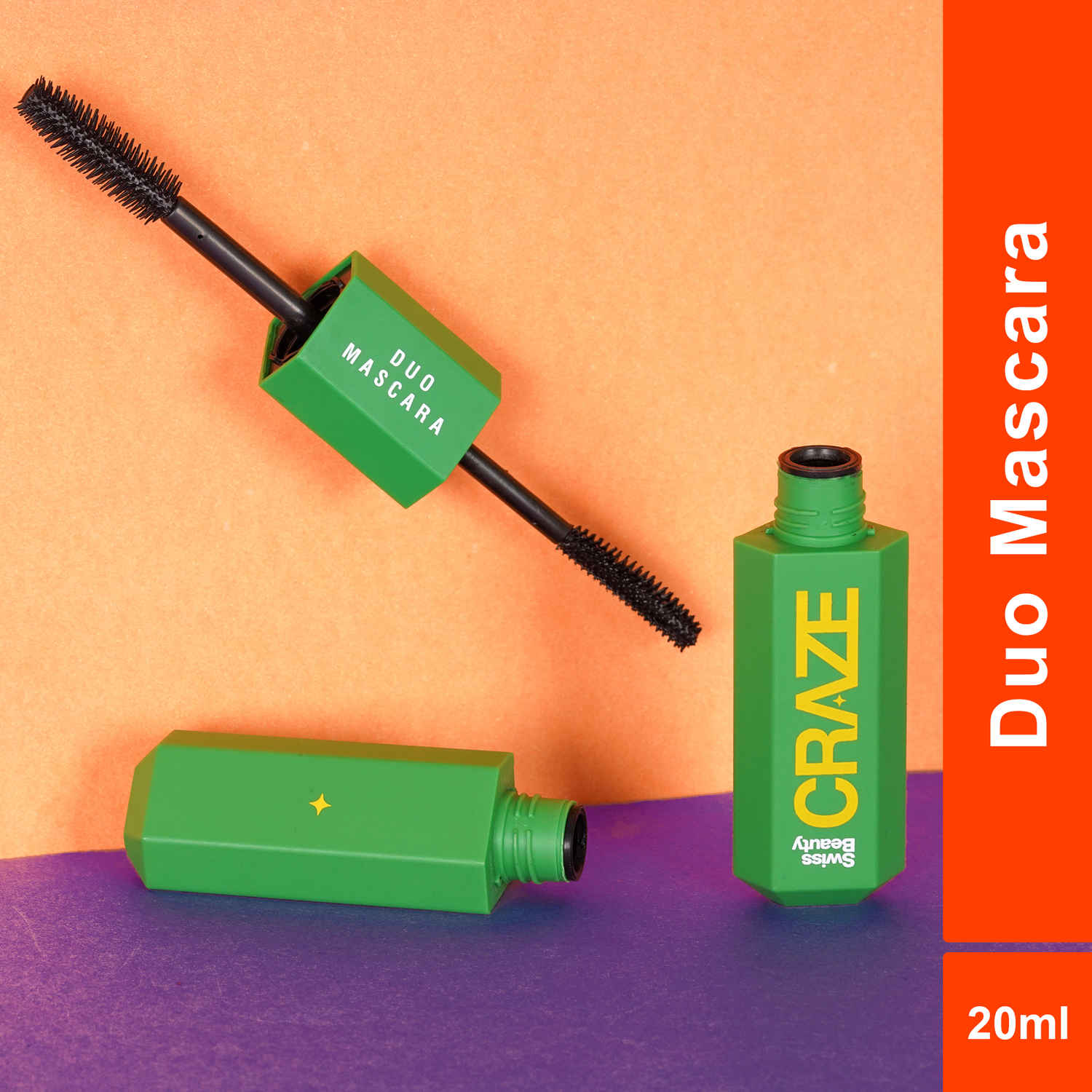 Buy Swiss Beauty Craze Duo Mascara | Volumizes and Lengthens Lashes | Black | ,20 ml - Purplle