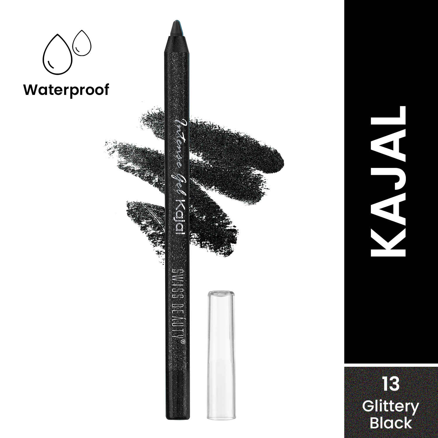 Buy Swiss Beauty Intense Kajal Eyeliner Glittery Black 3 gm - Purplle