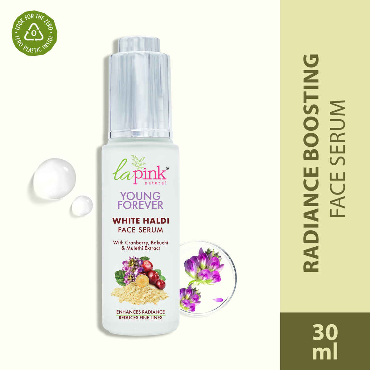 Buy La Pink Young Forever Face Serum with White Haldi, Licorice & Bakuchi, Age Defying, For Radiant & Flawless Skin, 100% Microplastic Free Formula 30 ml - Purplle